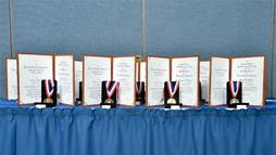 Medals presented to the 2014 Lawrence Awardees.